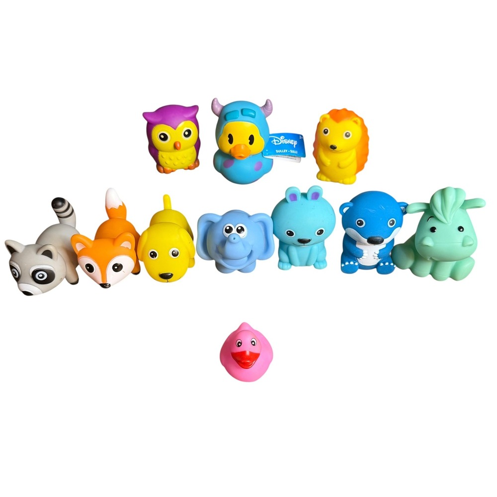 Disney Sulley Duck and Animal Bath Squirt Toys Lot of 11 Multicolor Tub Fun